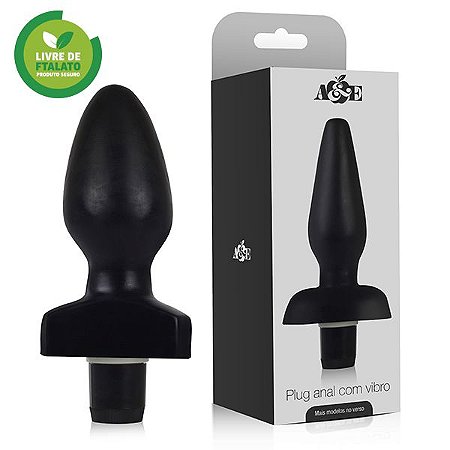 Plug Anal vibrador Grande - 12 x 6 cm na cor preto - com 12 velocidades - Sexshop