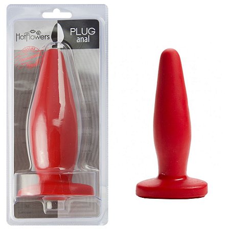 Plug Anal Maciço Vermelho 12 X 3,5Cm Hot Flowers - Sex shop