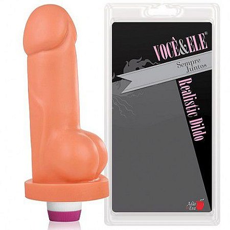 Prótese Vader com escroto e Vibrador- 20x5 cm na cor pele - Sexshop