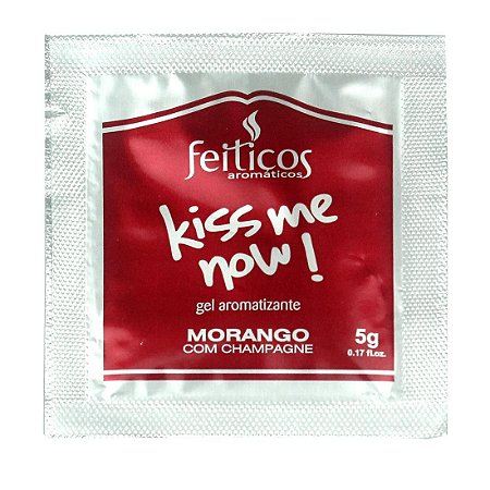 Sachê Gel Comestível HOT Kiss me Now 5gr Morango com Champanhe - Sexshop
