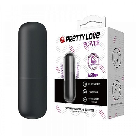 Vibrador Capsula Recarregável com 12 Modos de Vibração - PRETTY LOVE POWER - Sex shop