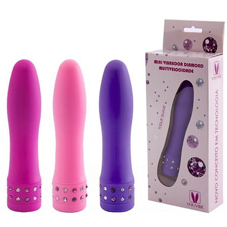 Vibrador Diamond Multivelocidade, Detalhes de Pedras em sua Base - Sexshop