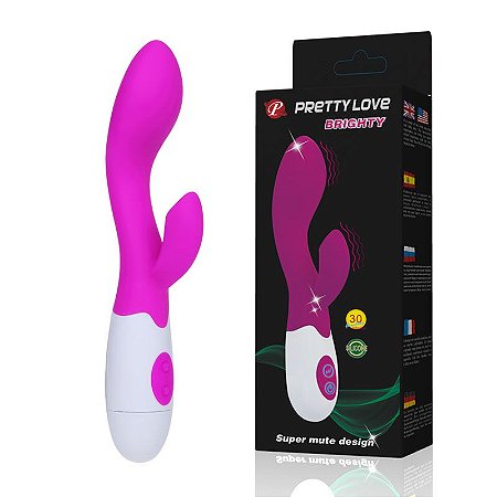 Vibrador Ponto G com 30 Vibrações e Estimulador Clitoriano - PRETTY LOVE BRIGHTY - Sexshop