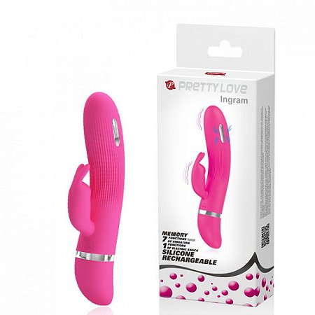 Vibrador Ponto G com Estimulador Clitoriano Formato Coelho - PRETTY LOVE INGRAM - Sex shop