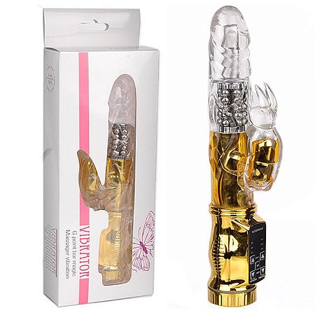 Vibrador Rotativo Dourado Estimulador clitoriano Coelho - Sex shop