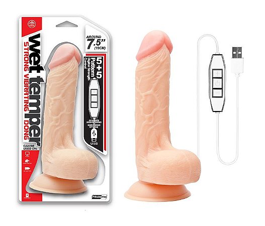 Wet Temper - Pênis Realístico 19cm com Ventosa e Vibrador USB - Sex shop