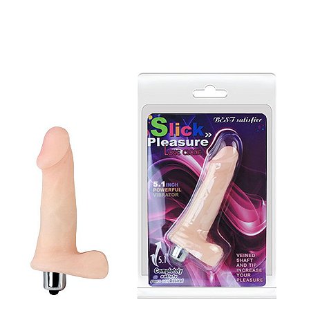 Pênis em Cyberskin com Escroto e Vibrador - SLICK PLEASURE - Sexshop