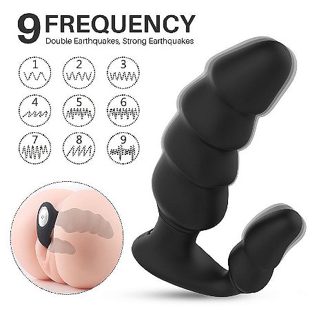 Plug Anal Dupla Penetração 9 Vibrações Dragon S-Hande - Sexshop