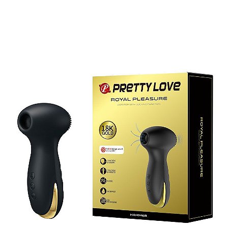 Estimulador Feminino Recarregável com Detalhes em Ouro 18k e 7 Modos de Vibração - PRETTY LOVE HAMMER - Sex shop