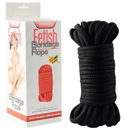 Corda para Bondage Fetish Rope Preta - Lovetoy - Sex shop
