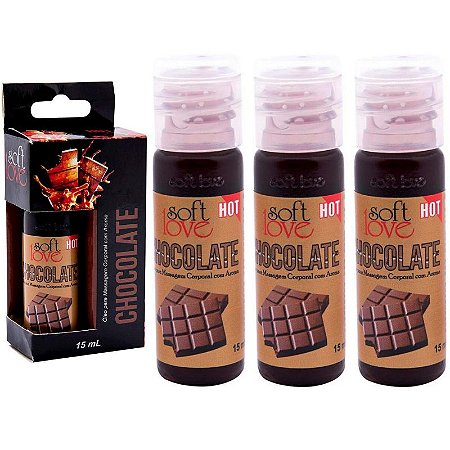 Kit 03 Óleo chocolate para massagem intima que esquenta 15 ml Soft Love - Sexshop