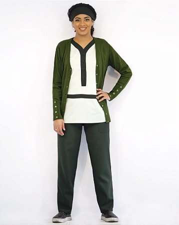 Cardigan Kit com 3 peças Calça Camisa MC Combo36 Feminino Sarro Work