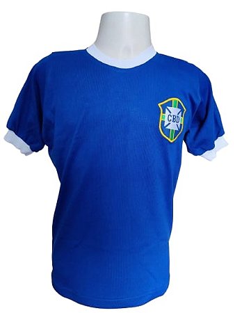 Camisa Retrô Seleção Brasileira 1970 Azul - Com Nome