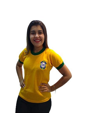 Camisa Retrô Seleção Brasileira 1958 - Amarelo - Mister Barros Futebol Retrô