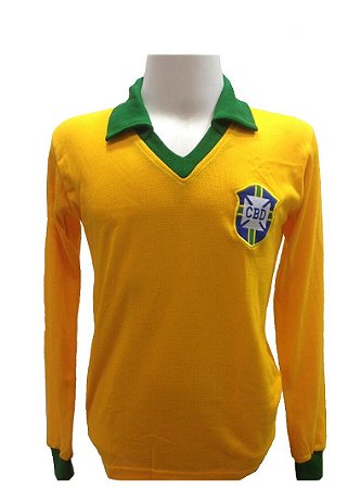 Camisa Retrô Seleção Brasileira 1962 - Mangas Longas