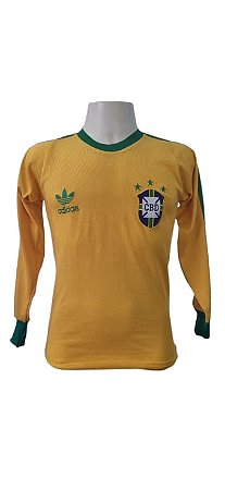Camisa Retrô Seleção Brasileira 1978 - Amarelo Mangas Longas