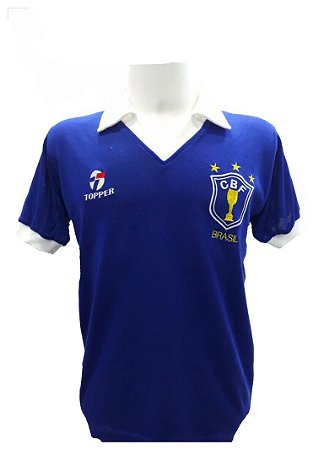 Camisa Retrô Seleção Brasileira 1986 - Azul - Mister Barros Futebol Retrô