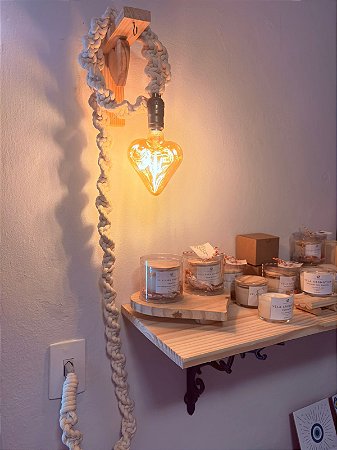 Luminária pendente Macramé retrô cru