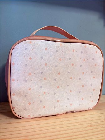 Bolsinha rosa poá grande 27x20cm