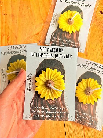 Vela margarida girassol card dia das mulheres