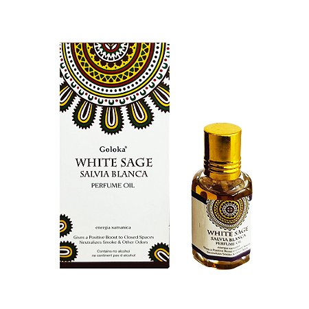 Perfume Indiano Sálvia Branca - Goloka - 10 ml - Para Pele e Difusor.