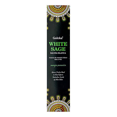 Incenso Indiano de Massala - Linha Goloka Black - White Sage - Sálvia Branca - 15G
