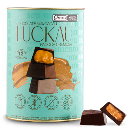 Lata Bombom 54% com Paçoca Cremosa (c. 12 Unid) - Luckau