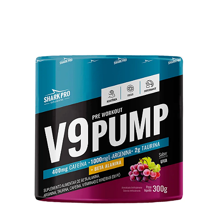 V9 Pump Pré Treino Uva 300g - Shark Pro