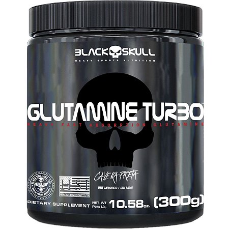 Glutamine Turbo Caveira Preta - Glutamina 300g - Black Skull