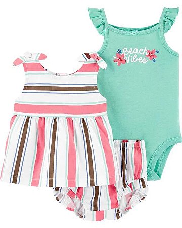CONJUNTO VERÃO 3 PEÇAS CARTER'S - LISTRADO - MENINA