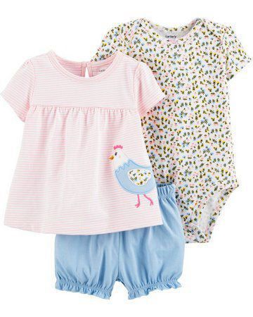 CONJUNTO VERÃO 3 PEÇAS CARTER'S - GALINHA - MENINA