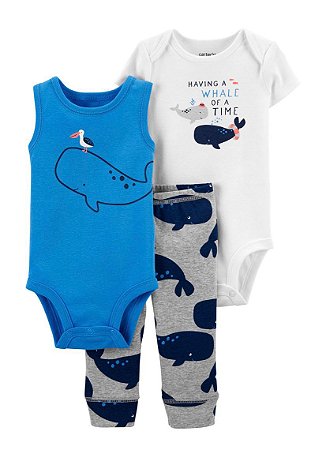 CONJUNTO 3 PEÇAS CARTER'S - BALEIA - MENINO