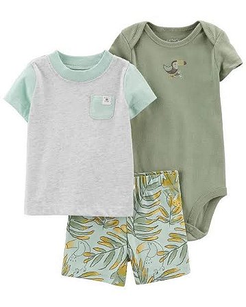 CONJUNTO VERÃO 3 PEÇAS CARTER´S TUCANO VERDE CLARO