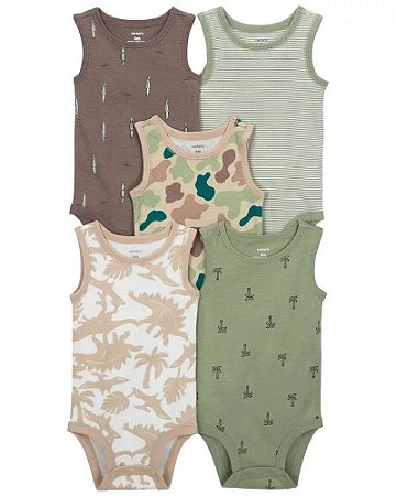 KIT BODY 5 PEÇAS REGATA CARTER´S  CAMUFLAGEM MENINO