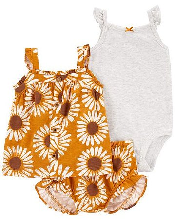 CONJUNTO VERÃO 3 PEÇAS CARTERS MARGARIDAS MENINA