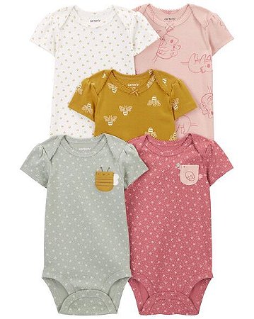 KIT BODY 5 PEÇAS CARTERS ABELHA MENINA