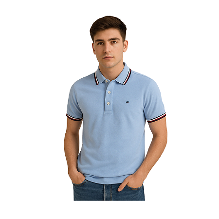 CAMISA POLO TOMMY HILFIGER AZUL BEBÊ