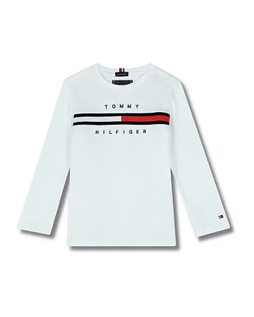 CAMISETA TOMMY HILFIGER BRANCA FITADA - MANGA LONGA
