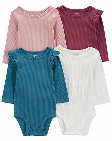 KIT BODY 4 PEÇAS LISO CARTER´S MENINA