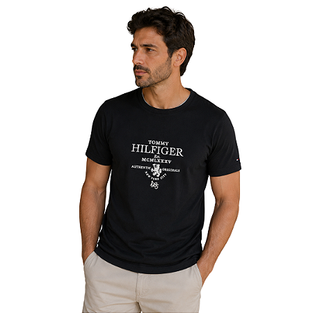 CAMISETA TOMMY HILFIGER PRETA - ADULTO