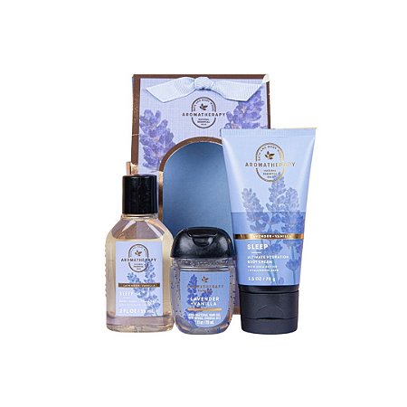 KIT MINIATURA AROMATHERAPY BATH AND BODY - LAVANDA E VANILLA