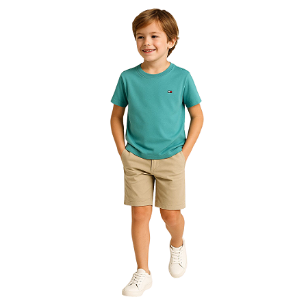 CAMISETA TOMMY HILFIGER LISA VERDE PETROLIO - MENINO