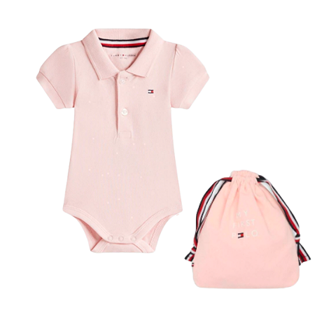 MEU PRIMEIRO BODY POLO TOMMY HILFIGER ROSA BEBÊ - 12 MESES