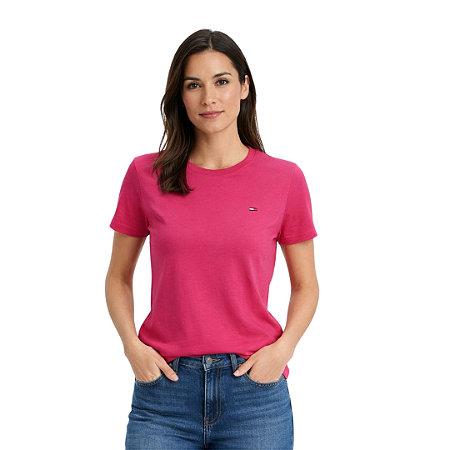 CAMISETA CASUAL FEMINIA TOMMY ROSA ESCURO