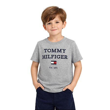 CAMISETA INFANTIL TOMMY CINZA CASUAL