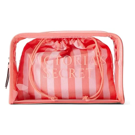 Necessaire Victoria’s Secret Rosa Transparente Original com Organizador Interno