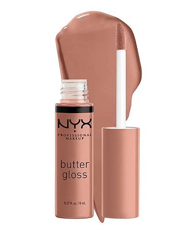 Gloss Labial NYX Butter Gloss Madeleine 14 – Nude Bege Sofisticado com Brilho Natural