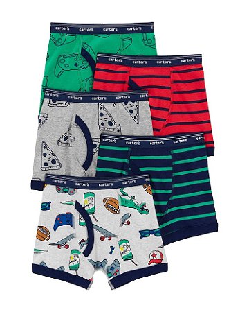 KIT CUECAS BOXER CARTER´S - 5 PEÇAS COLORIDAS
