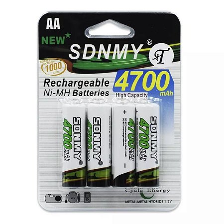 Pilha Recarregável AA Média 4700mah 4 Unidades
