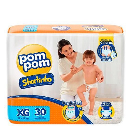 Fralda Pom Pom Shortinho XG 24 Unidades